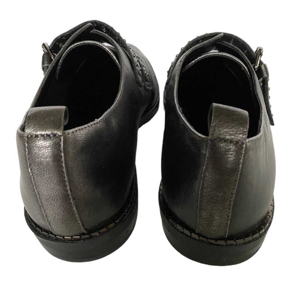 Bleecker Bond LEIGH Women Oxford Shoes 10M EU 41 Gray Monk Strap Buckle Leather - Picture 9 of 10